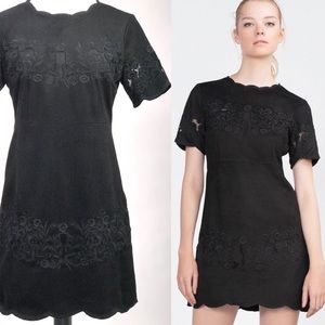 Zara Black Suede Lace Short Sleeve Cutout Dress
